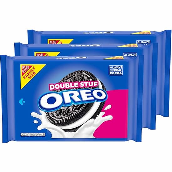 OREO Double Stuf Chocolate Sandwich Cookies, Family Size, 3 Packs